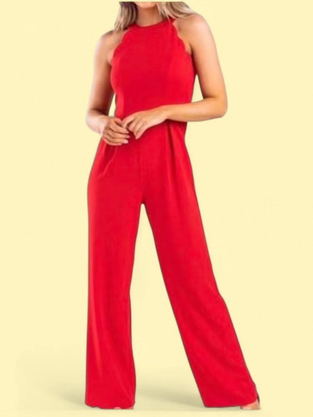 FRANCESCAS Women’s High Neck Palazzo Pant Jumpsuit